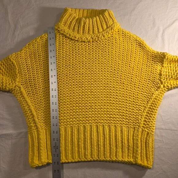 Free People Women's My Only Sunshine Sweater Chunky Knit Turtleneck, Yellow - Picture 6 of 9